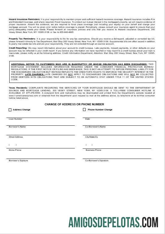 Extrato de hipoteca do American Express Blue Bank dos EUA, Nova York, em formatos Word e PDF 3 baixar para verificação